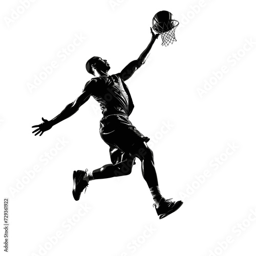 silhouette of basketball players while dunking at the basket