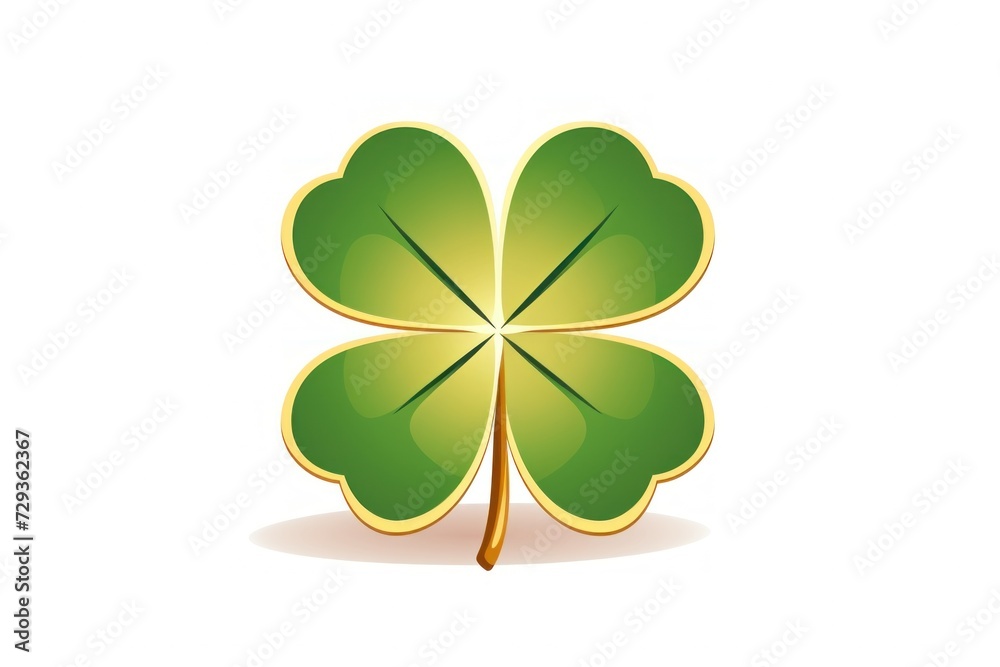 Shamrock four leaf clover icon in green and golden colors isolated on white Shamrock four leaf clover icon in green and golden colors isolated on white
