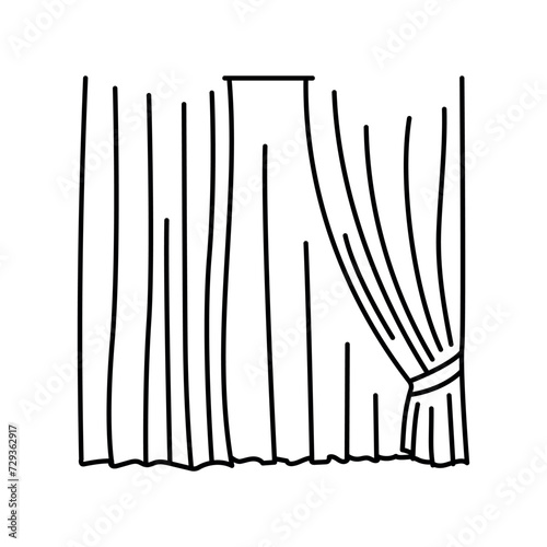 Curtains flat element. Interior decor. Vector isolated sign.