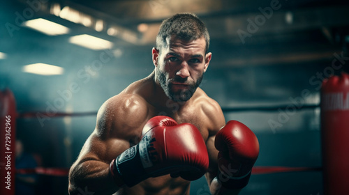 a man in a boxing ring with a red glove © Alla