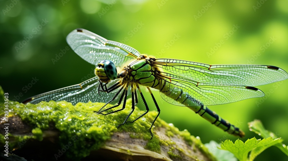Macro shots, close up nature scene dragonfly. Showing of eyes detail. green dragonfly in the nature habitat using as a background or wallpaper Macro shots, close up nature scene dragonfly. Showing of eyes detail. green dragonfly in the nature habitat using as a background or wallpaper