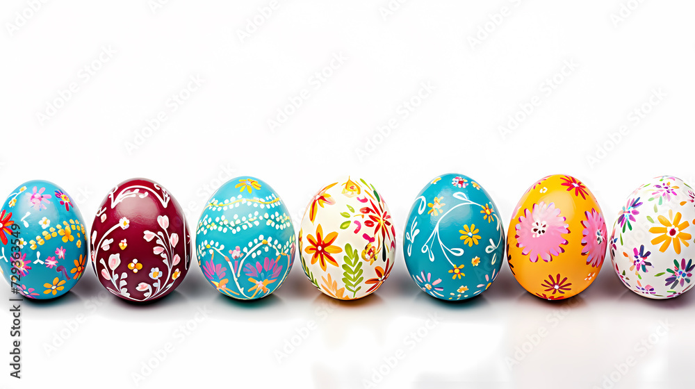 Easter background, many colorful Easter eggs