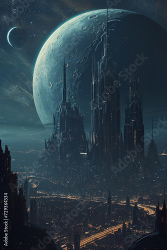 Space City in Science Fantasy Paintings.