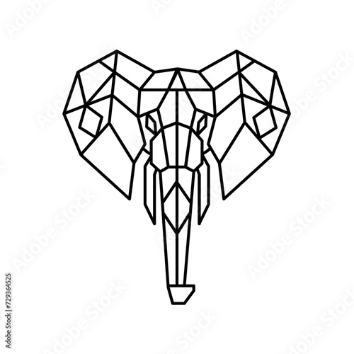  Geometric elephant head vector flat element. Wall decor for the interior.