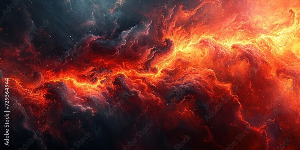 Intense and dynamic abstract texture with fiery, aggressive elements. Glowing and boiling effect. Generative AI