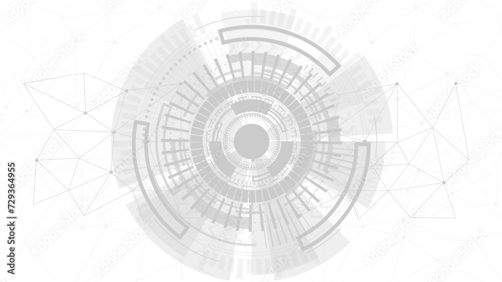 gray background. Abstract technological background with various technological elements. Structure pattern technology backdrop. Vector illustration.	