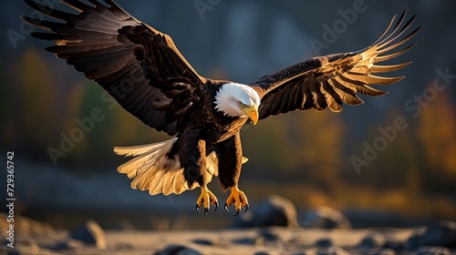 The American Bald Eagle in flight as it returns to its California habitat © Tahir