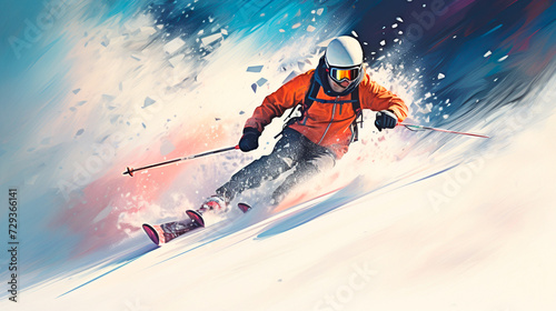 a skier skiing down a snowy mountain slope