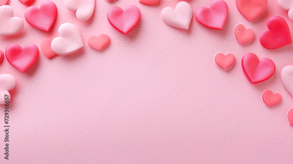 Valentines day flat lay. Stylish pink and red hearts composition on pink paper background. Happy Valentine's day! Modern cute valentine hearts cutouts. Creative love background Valentines day flat lay. Stylish pink and red hearts composition on pink paper background. Happy Valentine's day! Modern cute valentine hearts cutouts. Creative love background