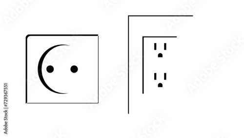 Wall Socket sign, black isolated silhouette