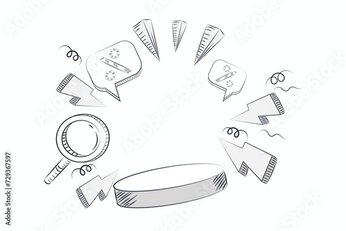 on the podium hand drawn doodle disple	