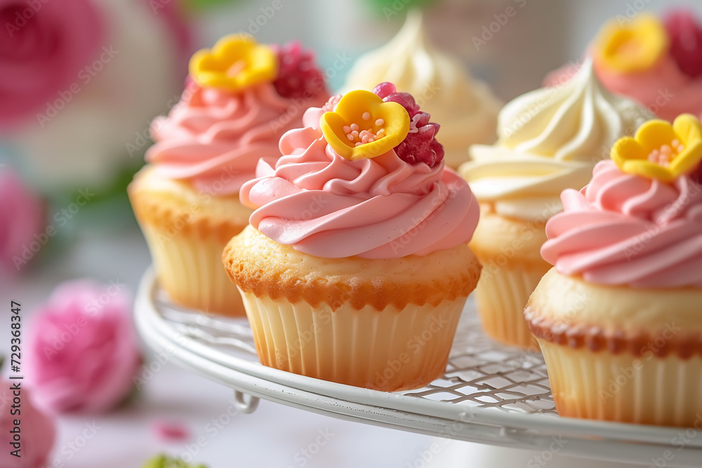 cupcakes with pink frosting and sprinkles