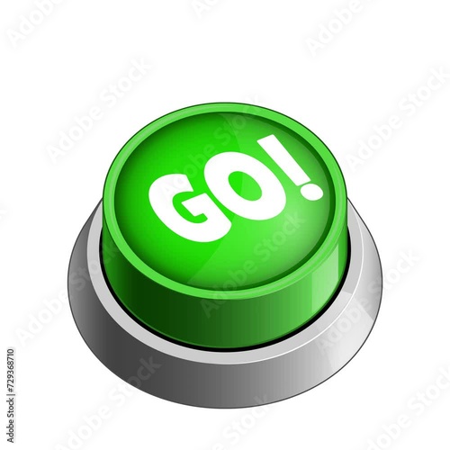 Go green button isolated on white background. Square Concept Video animation. High quality 4k footage