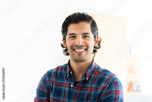 young man portrait at home photo