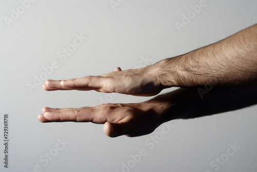 Hands of an adult man gesturing  photo