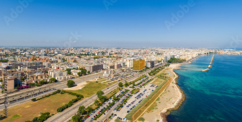 Bari, Italy. Embankment of the central part of the city. Bari is a port city on the Adriatic coast, the capital of the southern Italian region of Apulia. Aerial view