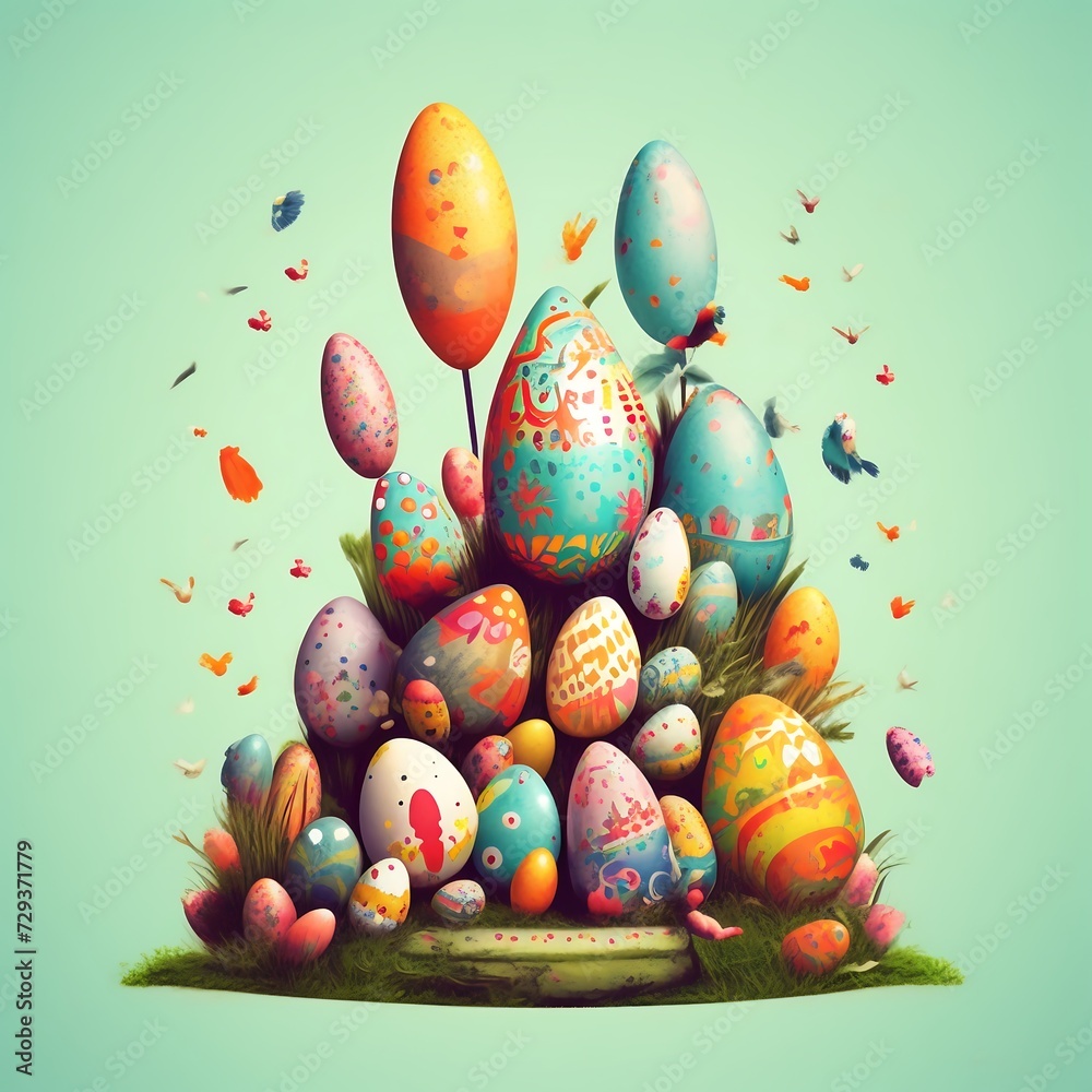 easter eggs in a grass, Easter Monday, creative design easter eggs in a grass, Easter Monday, creative design