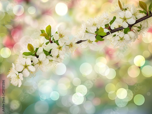 Spring background with blooming branch and bokeh