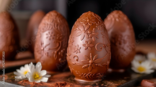 Chocolate Eggs for Easter for April Celebrations. Generative AI