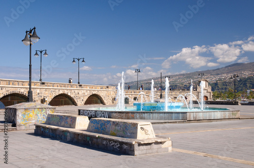 Obraz na płótnie Festungsmauer der Plaza Europa, Puerto de la Cruz, Teneriffa, Kanarische Inseln, Spanien, Europa w salonie
