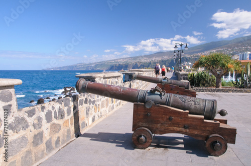 Obraz na płótnie Festungsmauer der Plaza Europa, Puerto de la Cruz, Teneriffa, Kanarische Inseln, Spanien, Europa w salonie
