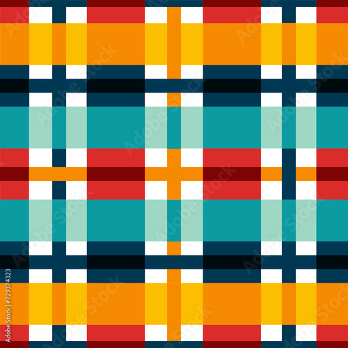 Geometric Colorful Square Grid line Seamless Pattern.  Vector design gingham style for fabric, tile, embroidery, wrapping, wallpaper, and background 