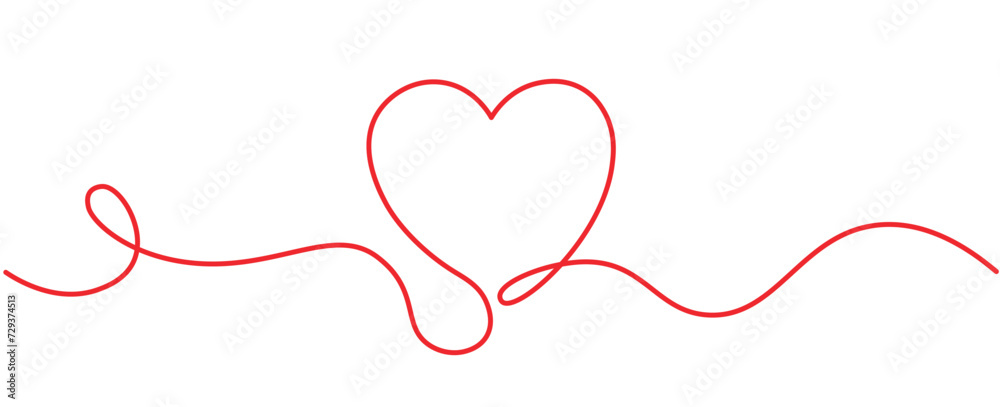 Heart line art drawing vector illustration. Wedding, Valentines day design elements background.