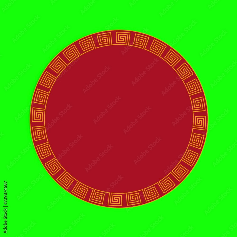 Chinese Red Round Frame on Green Background Chinese Red Round Frame on Green Background
