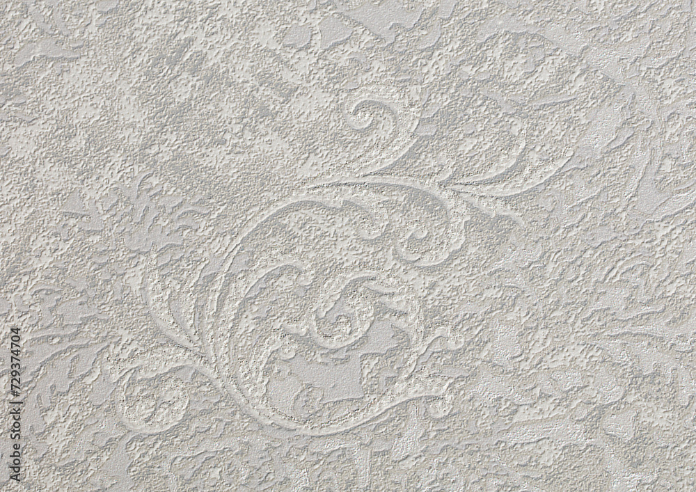 Background of gray wallpaper or plastered wall with a swirl pattern. Background of gray wallpaper or plastered wall with a swirl pattern.