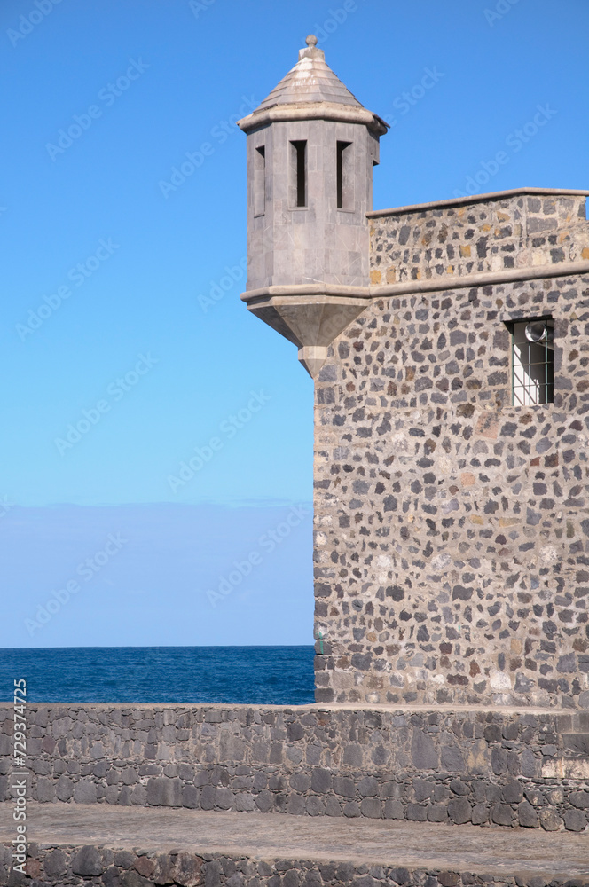 Festungsmauer der Plaza Europa, Puerto de la Cruz, Teneriffa, Kanarische Inseln, Spanien, Europa