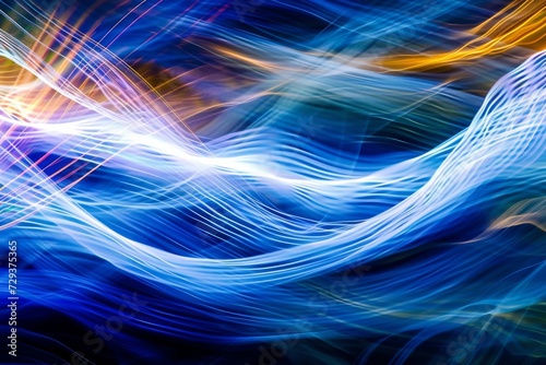 abstract effect featuring colorful blurred lines and blue and blue light, in the style of rollerwave photo