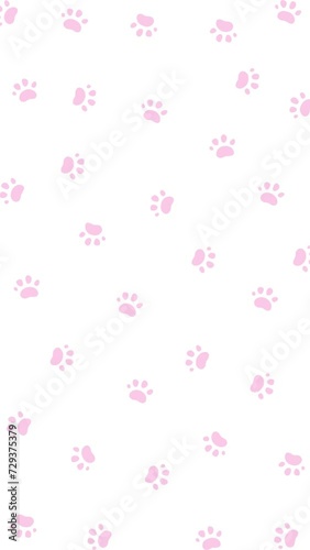 Seamless Pattern of Paw Prints on White Background