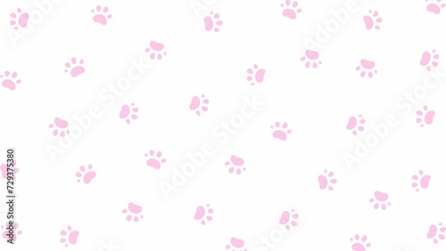 Seamless Pattern of Paw Prints on White Background