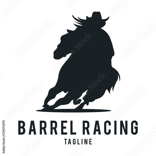 barrel racing horse logo design isolated on a white background