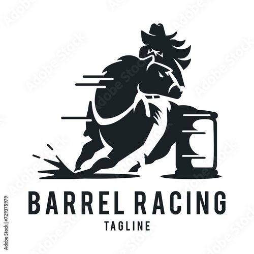 barrel racing horse logo vector isolated on a white background