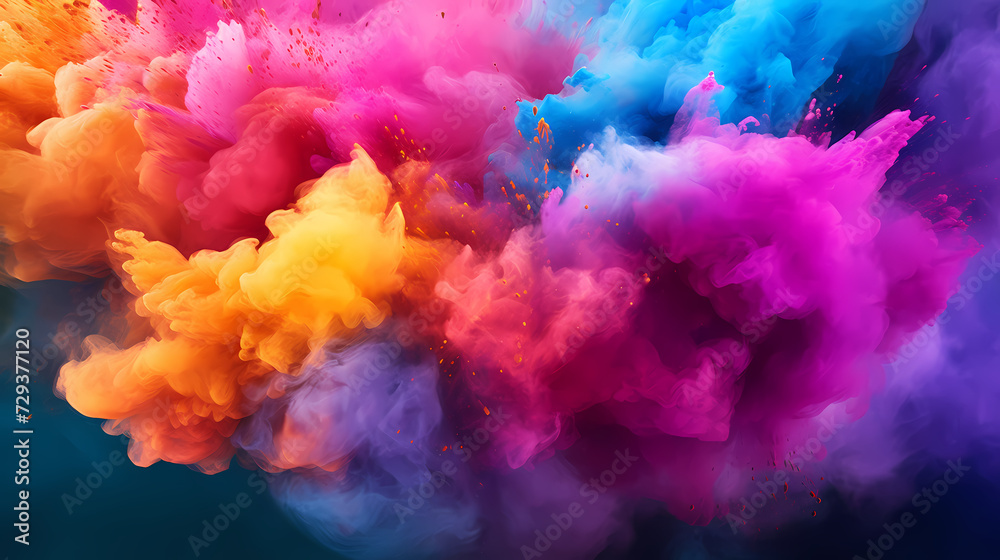 Indian Happy Holi concept, colorful powder background, blue, yellow, pink Indian Happy Holi concept, colorful powder background, blue, yellow, pink