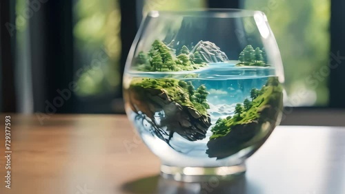 Wallpaper Mural A flowerpot with peace inside, trees and streams inside a glass vessel. Generative AI Torontodigital.ca