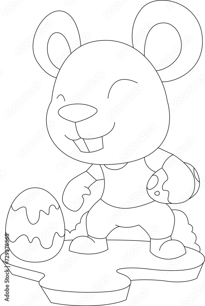 Obraz premium Mouse Easter Easter egg Animal Vector Graphic Art Illustration