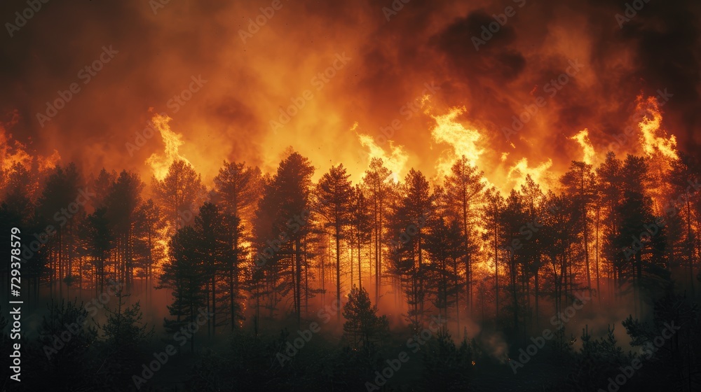 Wildfire Engulfs Pine Forest: Smoke and Flames Consume the Landscape
Wildfire Engulfs Pine Forest: Smoke and Flames Consume the Landscape
