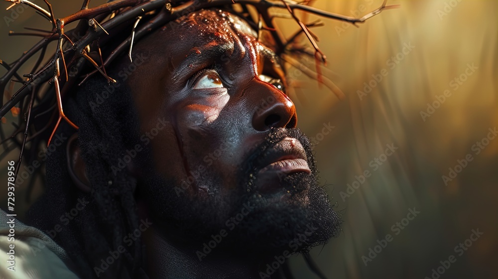 Sacred Savior: Witness the powerful black and white close-up portrait of Jesus Christ adorned with a crown of thorns. Experience divine presence. Sacred Savior: Witness the powerful black and white close-up portrait of Jesus Christ adorned with a crown of thorns. Experience divine presence.