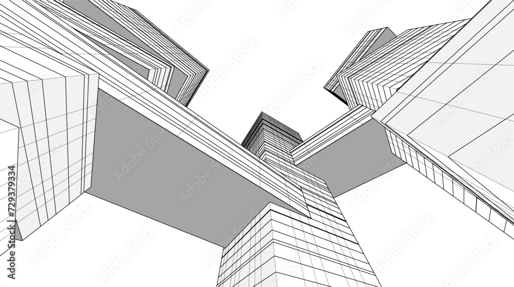 Fototapeta premium architecture design 3d vector drawing