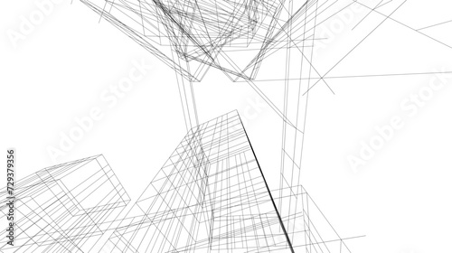 architecture design 3d vector drawing