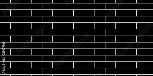 Black brick background texture. Black brick pattern and background wall brick. Seamless square brick blank pattern.