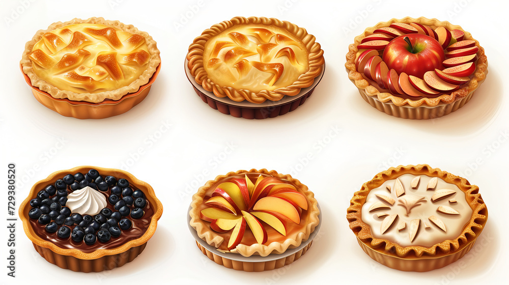 Set of Pie in Realistic Style
