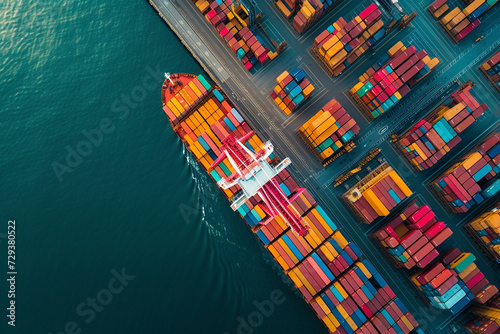 Aerial View of Colorful Containers Laden on Cargo Ships at the Bustling Port of Southampton, One of the UK's Premier Terminal Operators and Britain's Second Largest Deep Sea Terminal