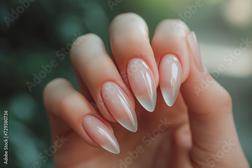 Elegant Stiletto Nails with Glossy Nude Finish for Special Occasions and Nights Out