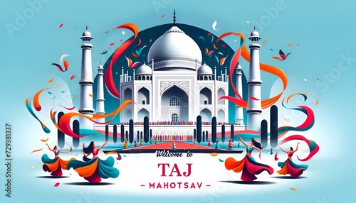 Illustration of the taj mahal during taj mahotsav celebration.