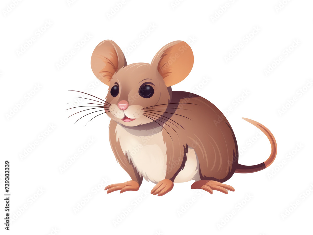 Beige mouse, isolated cartoon illustration on a white background