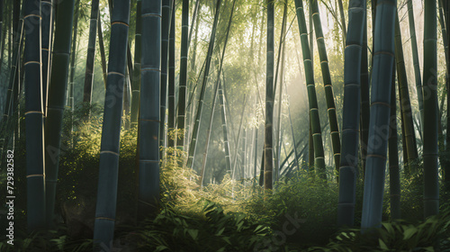 image of a bamboo grove featuring soft pastel tones