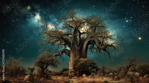 Baobab tree landscape.  photo